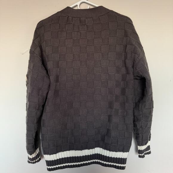 Aelfric Eden Womens Cardigan Sweater Medium Gray Patches Academia Collegiate - Picture 7 of 7